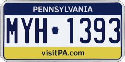 PA license plate MYH1393