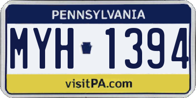 PA license plate MYH1394