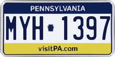PA license plate MYH1397