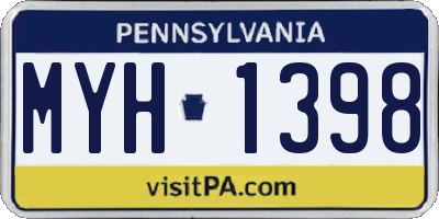 PA license plate MYH1398