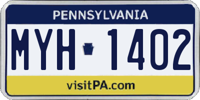 PA license plate MYH1402