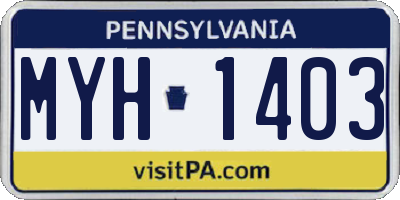 PA license plate MYH1403