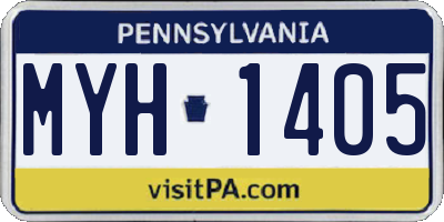 PA license plate MYH1405