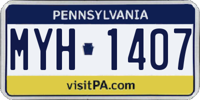 PA license plate MYH1407