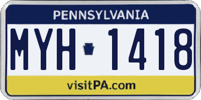 PA license plate MYH1418