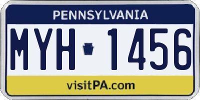 PA license plate MYH1456