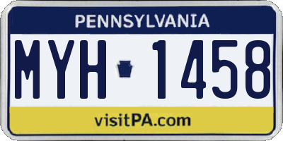 PA license plate MYH1458