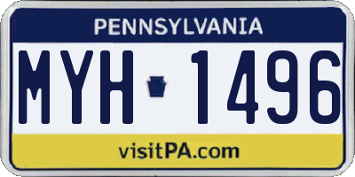 PA license plate MYH1496
