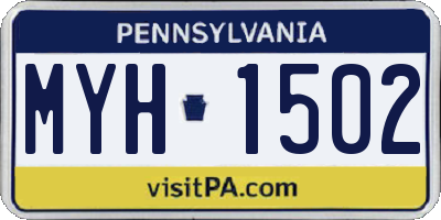 PA license plate MYH1502