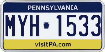 PA license plate MYH1533