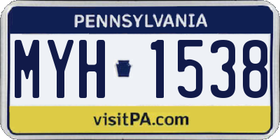 PA license plate MYH1538