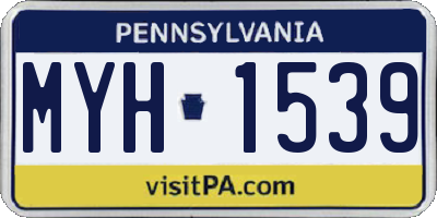 PA license plate MYH1539