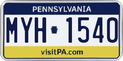 PA license plate MYH1540