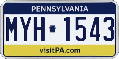 PA license plate MYH1543