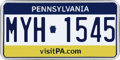 PA license plate MYH1545