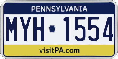 PA license plate MYH1554