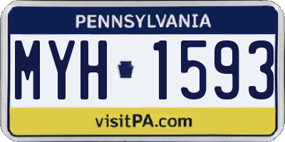 PA license plate MYH1593