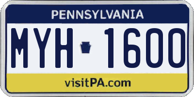 PA license plate MYH1600
