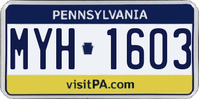 PA license plate MYH1603