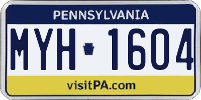 PA license plate MYH1604