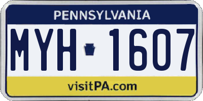 PA license plate MYH1607