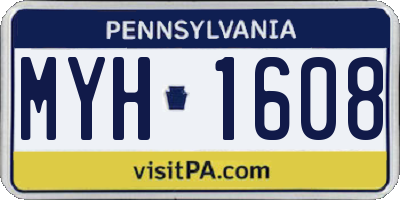PA license plate MYH1608