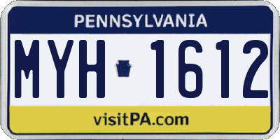 PA license plate MYH1612