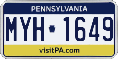 PA license plate MYH1649