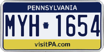 PA license plate MYH1654
