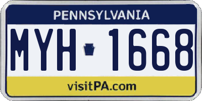 PA license plate MYH1668
