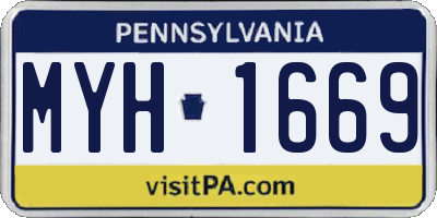 PA license plate MYH1669