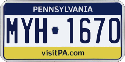 PA license plate MYH1670