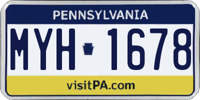 PA license plate MYH1678