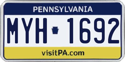 PA license plate MYH1692