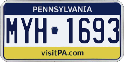 PA license plate MYH1693