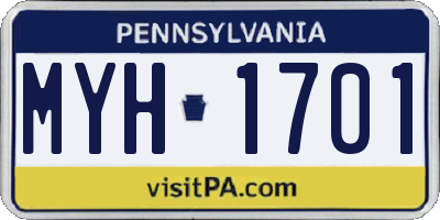 PA license plate MYH1701