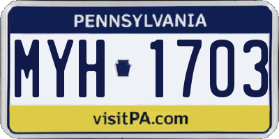 PA license plate MYH1703