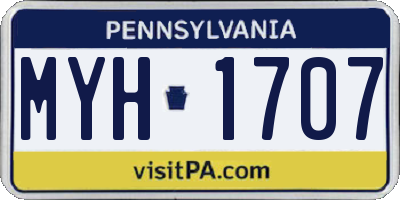 PA license plate MYH1707