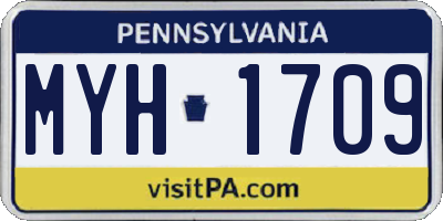 PA license plate MYH1709