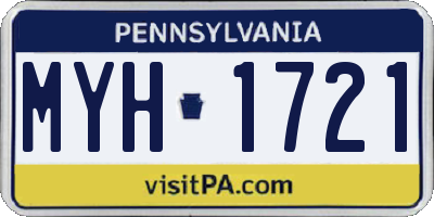 PA license plate MYH1721