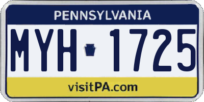 PA license plate MYH1725