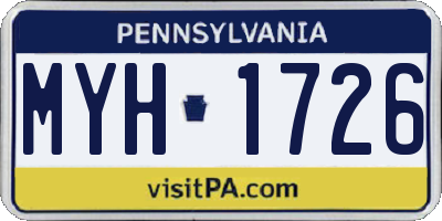 PA license plate MYH1726