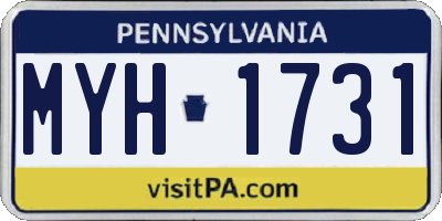 PA license plate MYH1731