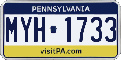 PA license plate MYH1733