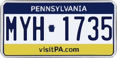PA license plate MYH1735