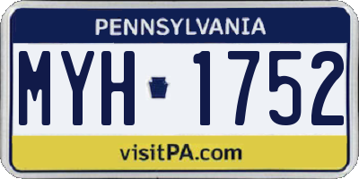 PA license plate MYH1752