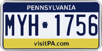 PA license plate MYH1756
