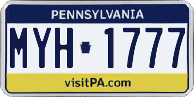PA license plate MYH1777