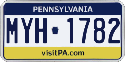 PA license plate MYH1782