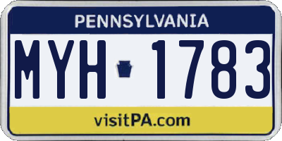 PA license plate MYH1783
